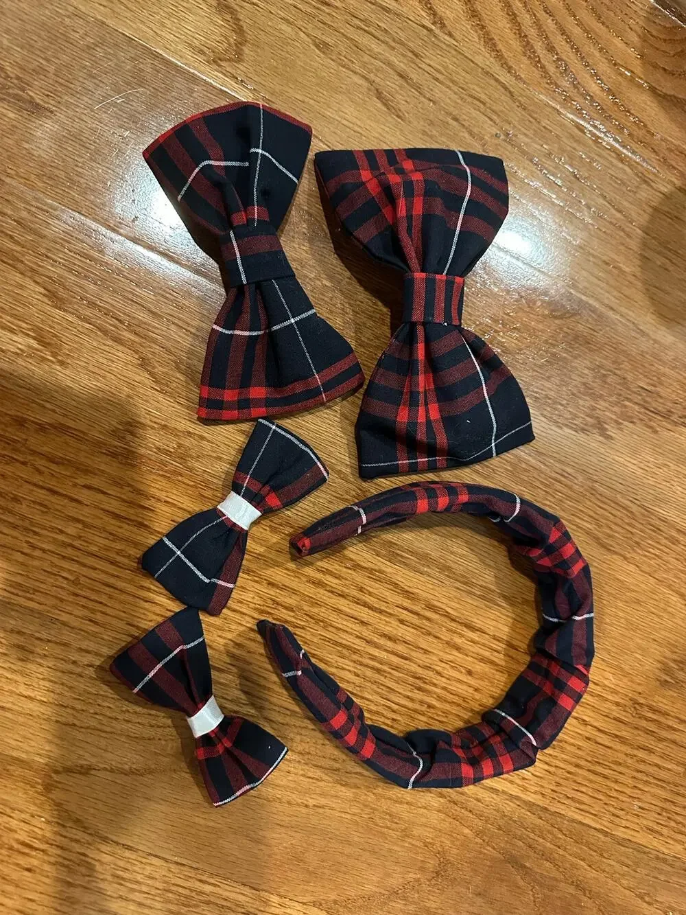 Girls School Uniform Bow and headband set  Lands End Large Plaid Handmade
